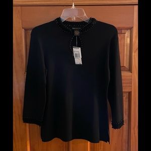 NWT Grace Dane Lewis Black Knit Top size M